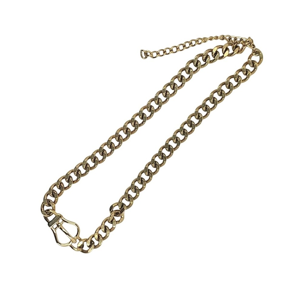 14 Inch Gold Plated Titanium Buckle Connector Chain Necklace with 2" Extender